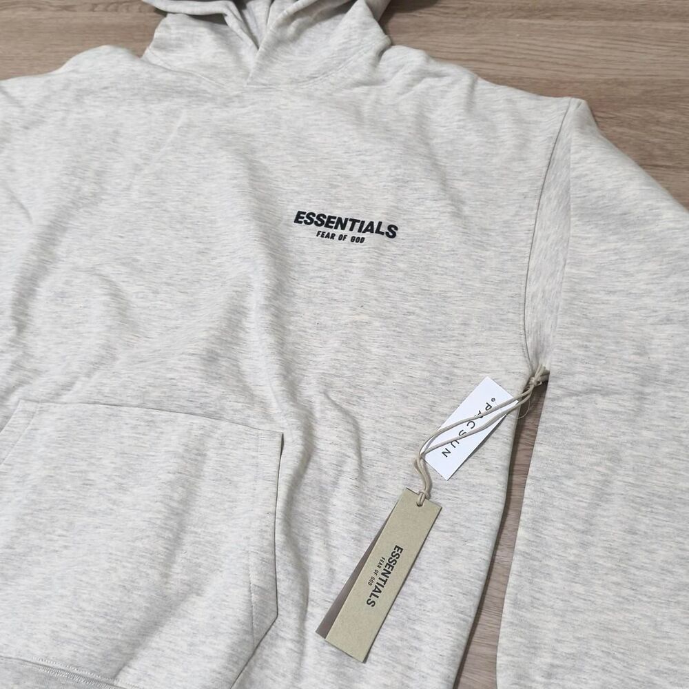 Fear of God ESSENTIALS Hoodie – Light Oatmeal | Size L | New with Tags - Picture 2 of 8